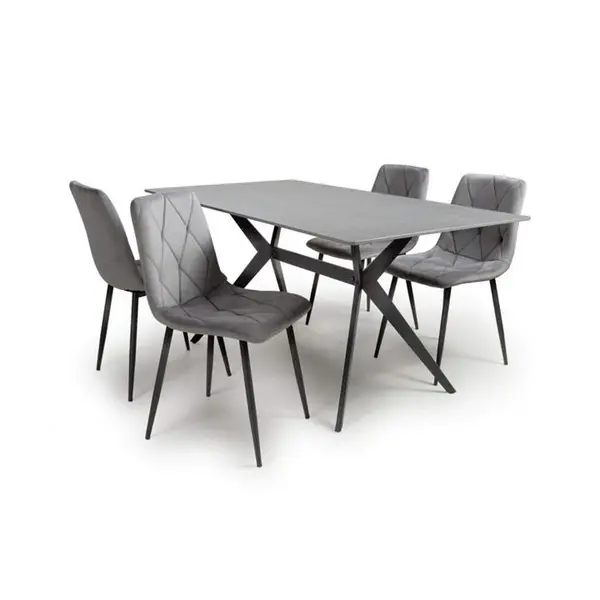 Shankar Timor 1.6m Grey & 4 Vernon Grey Dining Set - Grey 9016075