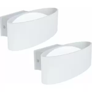 Loops - 2 pack IP44 Outdoor Wall Light White Aluminium & Steel 10W LED Porch Lamp