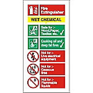 Fire Extinguisher Sign Wet Chemical Aluminium 20 x 10 cm