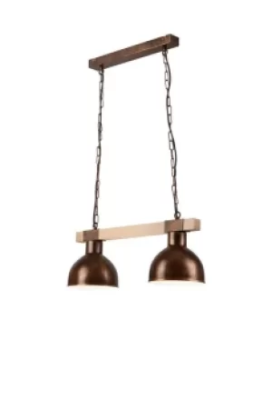 Agnese Bar Pendant Ceiling Light Brown, 2x E27