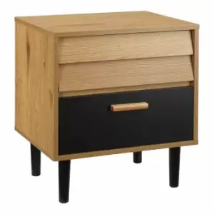 HOMCOM Bedside Table Cabinet Storage Chest With 2 Drawers Nordic Style