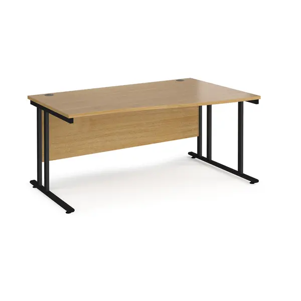 Maestro 25 Wave Desk Black Frame and Oak Table Top - Right Hand - 1600mm