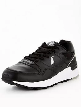 Polo Ralph Lauren Trackster Pony Leather Runner Trainers - Black, Size 7, Men