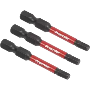 Sealey Impact Power Tool Hexagon Screwdriver Bits Hex 4mm 50mm Pack of 3