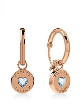 Radley Rose Gold Plated Sterling Silver Crystal Heart Huggie Ladies Earrings