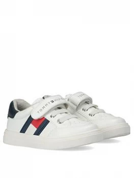 Tommy Hilfiger Boys Low Cut Velcro Trainers - White, Size 10 Younger