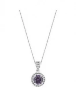 Simply Silver Sterling Silver Cubic Zirconia Purple Clara Necklace