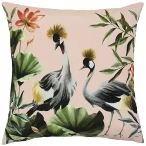 Evans Lichfield Crane Outdoor Cushion Cover (One Size) (Blush/Forest) - Blush/Forest