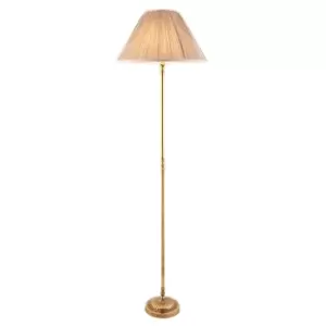 Fitzroy 1 Light Floor Lamp Brass with Beige Shade, B22