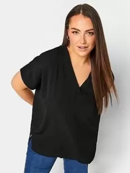 Yours Textured V Front Top Black, Size 26-28, Women