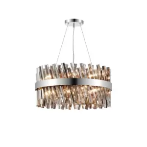 Lysander 18 Light G9, Ceiling Pendant Round, Polished Nickel, Smoke Item Weight: 16.81kg