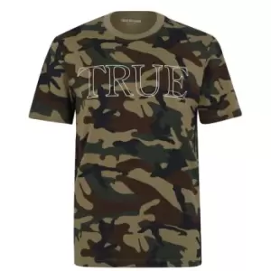 True Religion Camo Logo T Shirt - Green