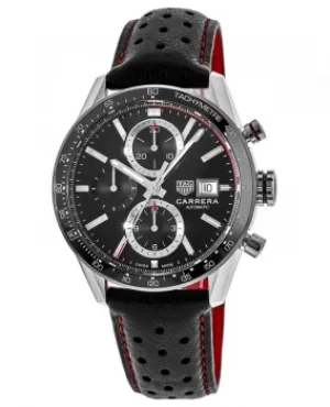 Tag Heuer Carrera Calibre 16 Chronograph Black Dial Leather Strap Mens Watch CBM2110.FC6454 CBM2110.FC6454