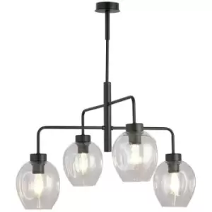 Emibig Lukka Black Multi Arm Pendant Ceiling Light with Clear Glass Shades, 4x E27