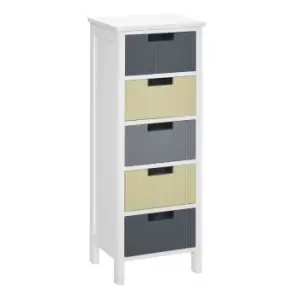 Homcom Chest Of 5 Storage Drawers Multi Grey