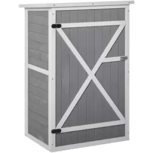 Fir Wood Garden Shed Outdoor Tool Storage w/ 2 Shelves Grey - Outsunny