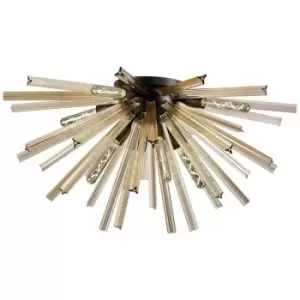 Luminosa Hornby 8 Light E27, Semi Flush Matt Black, Champagne Gold Glass