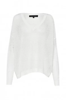 French Connection Roman Stripe Pointelle Jumper White