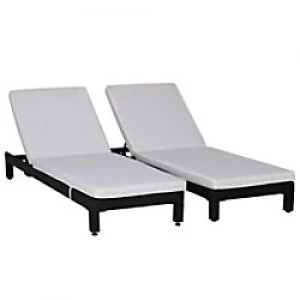 Outsunny Rattan Lounger 862-019V01BK Black, Cream-White