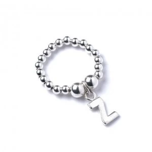 Initial Z Charm with Sterling Silver Ball Bead Ring