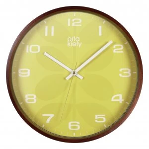 Orla Kiely Wooden Wall Clock - Mustard