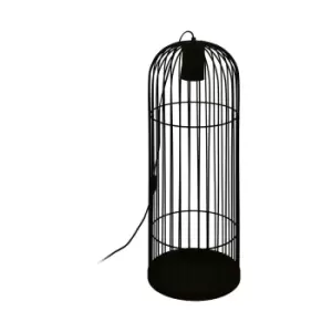 Standing Floor Lamp Light Black Bird Cage 1x 5W GU10 Bulb Tall Living Room