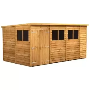 Power Sheds 14 x 8ft Double Door Pent Overlap Dip Treated Shed