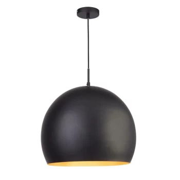 Searchlight Industrial - 1 Light Large Pendant Matt Black, Gold, E27