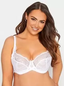 Yours Clothing White Stretch Lace Uw Bra, White, Size 38G, Women