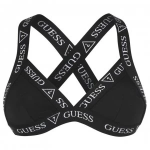 Guess Tape Halter Triangle Bikini Top - Black A996