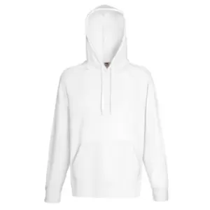 Fruit Of The Loom Mens Lightweight Hooded Sweatshirt / Hoodie (240 GSM) (S) (White)