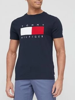 Tommy Hilfiger Corp Texture Insert T-Shirt - Navy, Desert Sky, Size S, Men