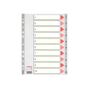 Esselte Polypropylene 1-10 Part Indices A4 - Grey - Outer carton of 10