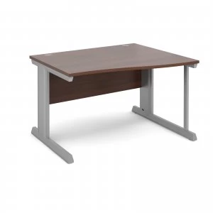 Vivo Right Hand Wave Desk 1200mm - Silver Frame Walnut Top