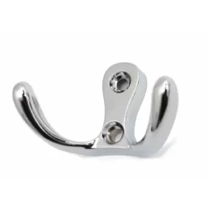 Small Double Coat Hanger Hook Door Wall Bath CK24 Model - Colour Chrome - Pack of 6