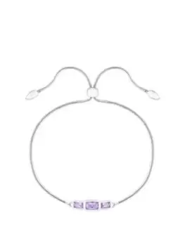 Simply Silver Sterling Silver 925 Emerald Purple Cut Cubic Zirconia Station Bracelet