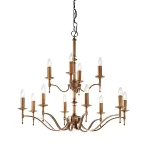 Stanford 12 Light Chandelier Antique Brass Finish, E14