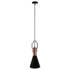 Premier Housewares Argo Small Pendant Lamp in Black/Brushed Copper