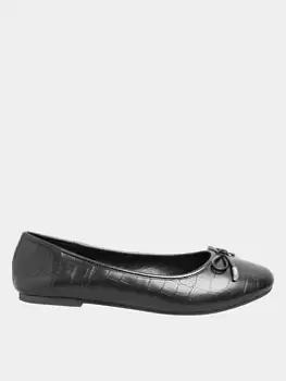 Yours Extra Wide Fit Croc Ballerina - Black, Size Eee, Women