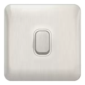 Schneider Electric Lisse Screwless Deco - Single Light Switch, Double Pole, 20AX, GGBL2010WSSS, Stainless Steel with White Insert