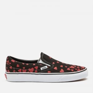 Vans Womens Valentines Hearts Classic Slip-On Trainers - Black/Pink/Red - UK 7