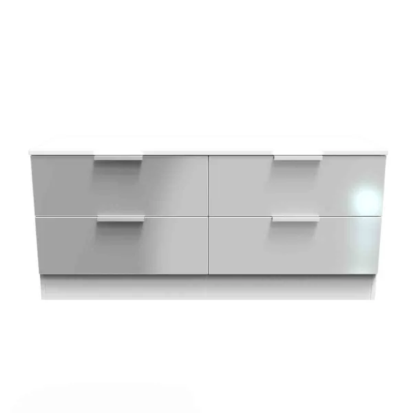 Welcome Furniture Ready Assembled Plymouth 4 Drawer Bed Box In Uniform Grey Gloss & White