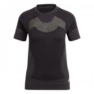 adidas Primeknit T Shirt Ladies - Black/Grey