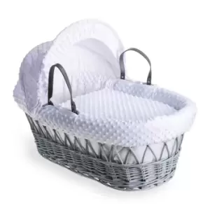 Clair de Lune Dimple Grey Wicker Moses Basket - White