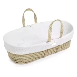 Little Green Sheep Natural Knitted Moses Basket & Mattress - White