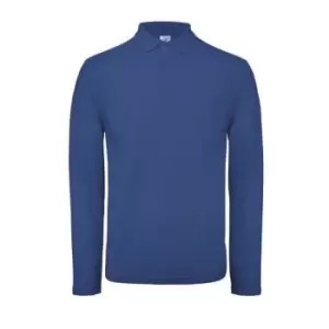 B&C ID.001 Mens Long Sleeve Polo (S) (Regal Blue)