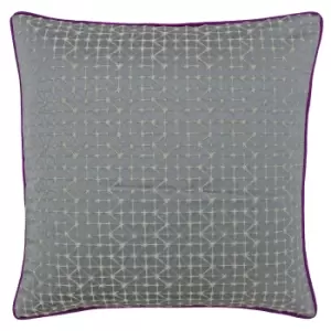 Pimlico Jacquard Cushion Silver/Magenta, Silver/Magenta / 45 x 45cm / Polyester Filled