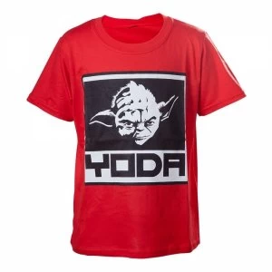 Star Wars Kids Boys Yoda Framed Closeup 122/128 Red T-Shirt