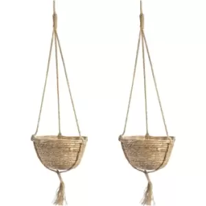 Hanging Seagrass Planter - Set of 2 M&W - Brown