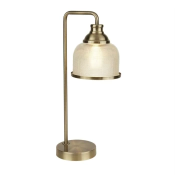 Searchlight Bistro - 1 Light Table Lamp Antique Brass, Glass Shade, E27